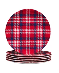 Certified International Patriotic Plaid Melamine Dinner Plate, Set of 6