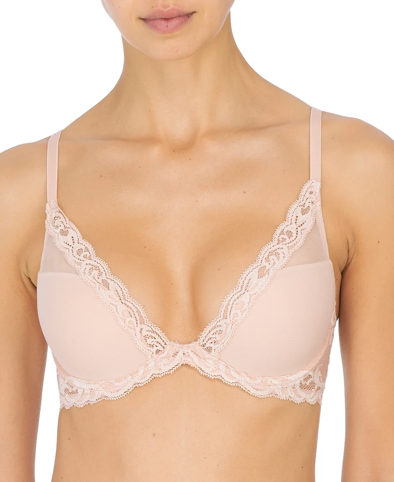 Women's Feathers Lace Contour Underwire Plunge Bra 730023