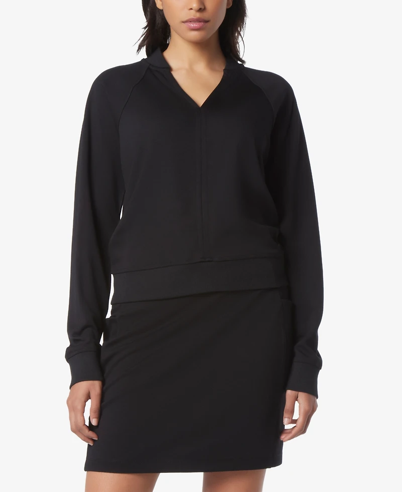 Andrew Marc Sport Women's Heavy Jersey V-neck Raglan Pullover Top