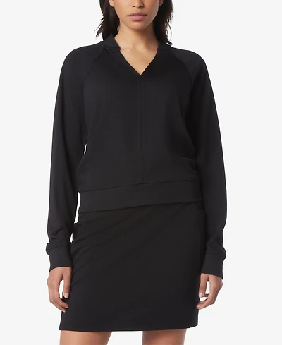 Andrew Marc Sport Women's Heavy Jersey V-neck Raglan Pullover Top