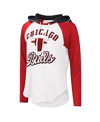 Women's G-iii 4Her by Carl Banks White Chicago Bulls Mvp Raglan Hoodie Long Sleeve T-shirt