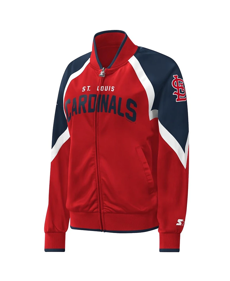 Women's Starter Red St. Louis Cardinals Touchdown Raglan Full-Zip Track Jacket