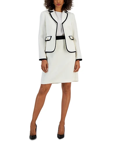 Nipon Boutique Women's Sparkle Contrast-Trim Jacket & Pencil Skirt Suit