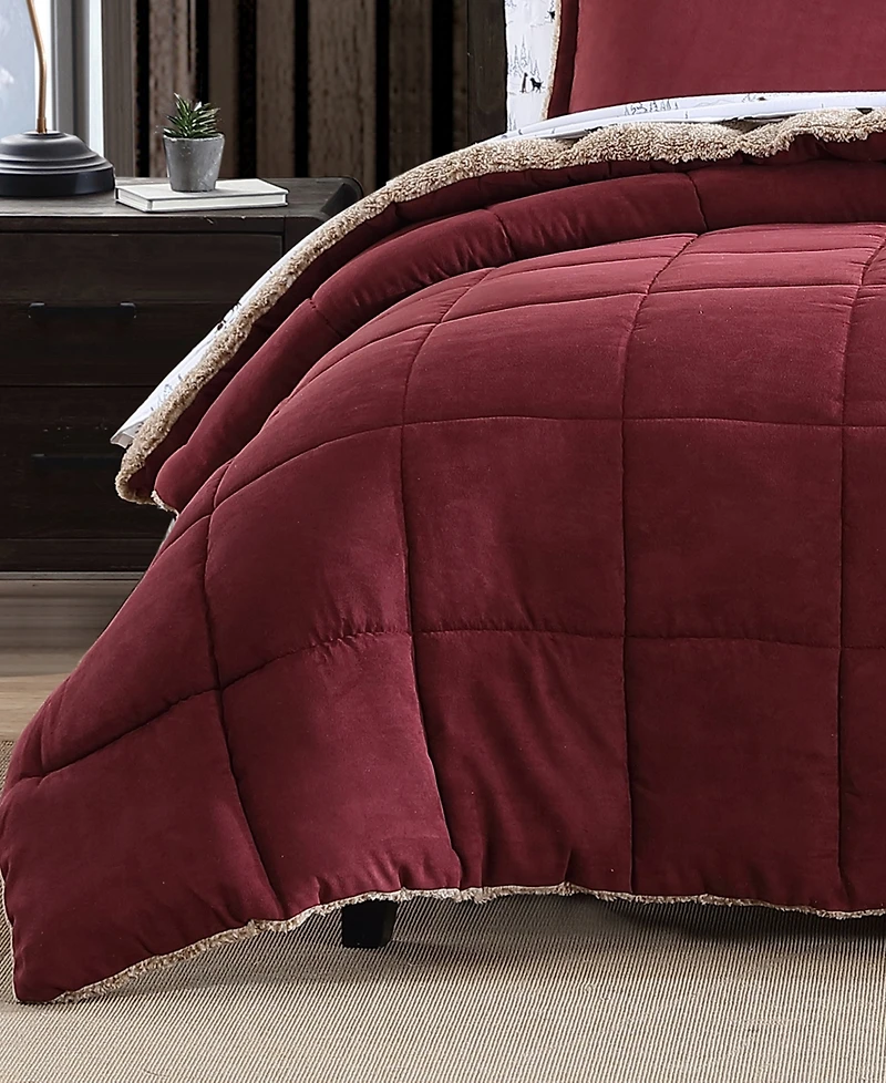 Eddie Bauer Sherwood Reversible Micro-suede Sherpa Comforter Set, Twin