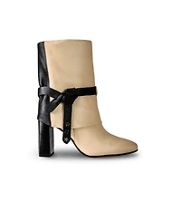 Bala Di Gala Women's Ivory & Black Premium Leather Boots Nat By