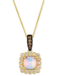 Le Vian Neopolitan Opal (1-1/4 ct. t.w.) & Diamond (3/8 ct. t.w.) Halo Pendant Necklace in 14k Gold, 18" + 2" extender