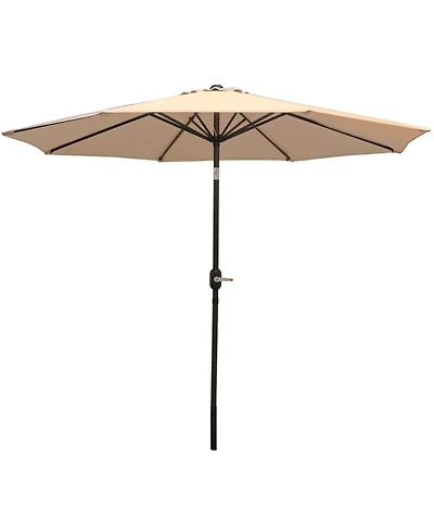9-Foot Patio Umbrella - Push-Button Tilt and Crank Handle - Aluminum Pole and Polyester Shade Canopy