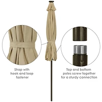 9-Foot Sunbrella Tilting Patio Umbrella with Solar Led Light Bars - Beige