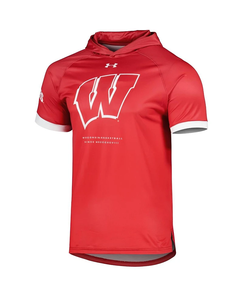 Men's Under Armour Red Wisconsin Badgers On-Court Raglan Hoodie T-shirt