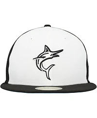 Men's New Era White, Black Miami Marlins 2023 On-Field Batting Practice 59FIFTY Fitted Hat