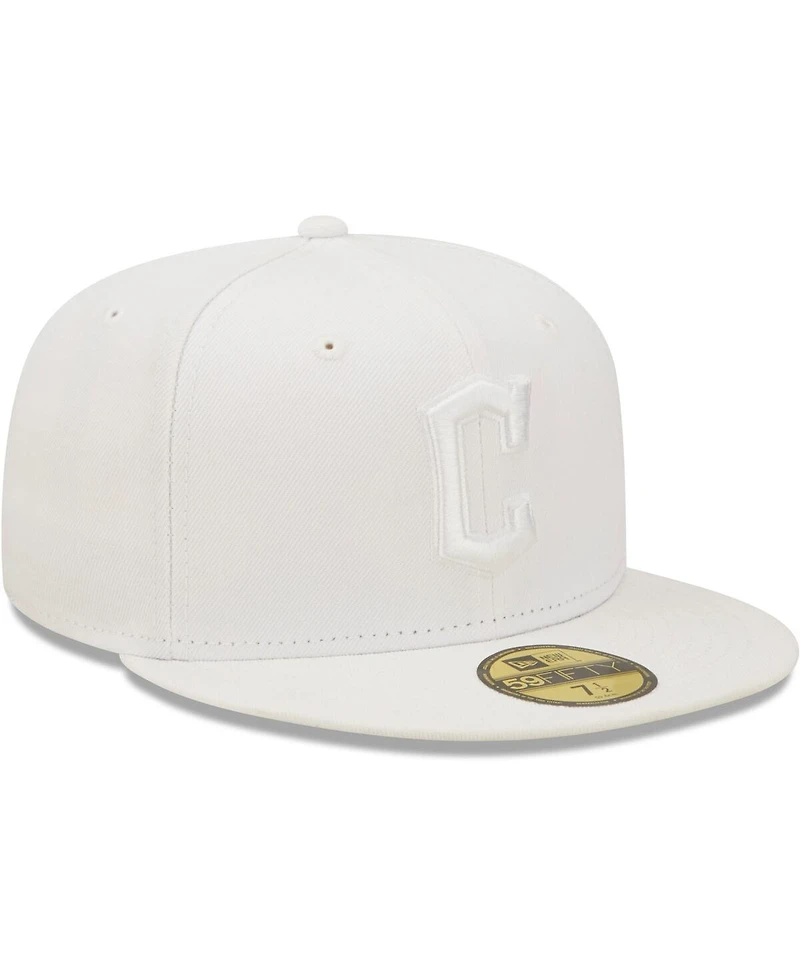 Men's New Era Cleveland Guardians White on White 59FIFTY Fitted Hat