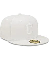Men's New Era Cleveland Guardians White on White 59FIFTY Fitted Hat