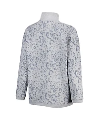 Women's Gameday Couture Heather Gray North Carolina Tar Heels Leopard Quarter-Zip Sweatshirt