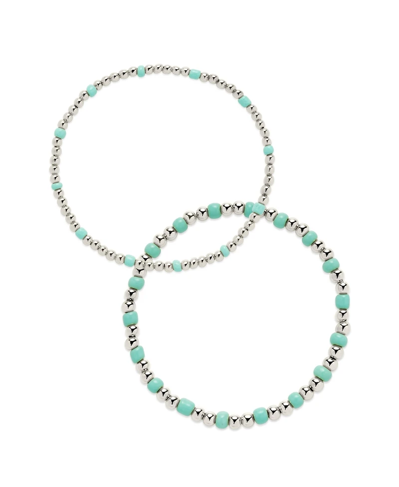 Sterling Forever Misty Beaded Stretch Bracelet Set