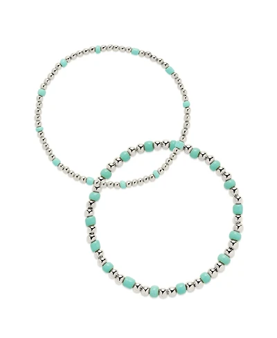 Sterling Forever Misty Beaded Stretch Bracelet Set