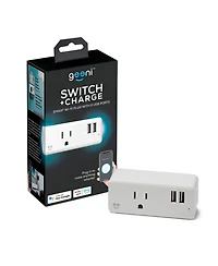 Geeni Switch + Charge Multi Port Smart Wi-Fi Plug with 2 Usb Ports, Energy Saving Outlet with Power Monitoring and App Control, Compatible with Alexa
