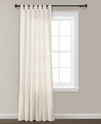 Lush Decor Farmhouse Faux Linen Tab Top Window Curtain Panel Single 40"W x 84"L - Curtains For Bedroom - Living Room Curtains