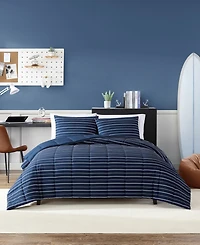Nautica Longdale Solid Stripe Reversible 2 Piece Comforter Set, Twin