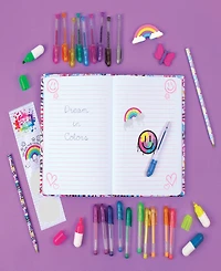 3C4G: Street Style Stationery 30 Piece Set, Make It Real, Teens Tweens Girls, 160 Page Lined Journal, 20 Mini Gel Pens, 2 Erasers, 2 Colored Pencils,