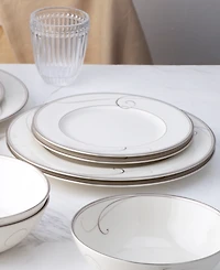 Noritake Platinum Wave Set of 4 Dinner Plates, Service For 4