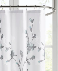 Madison Park Magnolia Floral Printed Burnout Shower Curtain, 72" x 72"