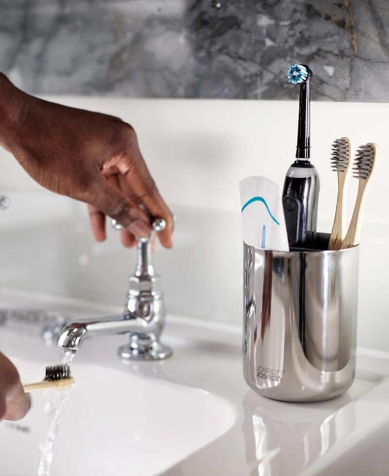 Joseph Joseph Easy Store Luxe Stainless-Steel Toothbrush Caddy