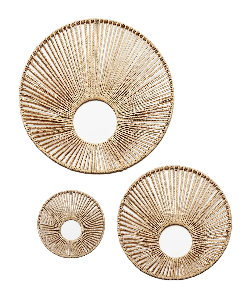 American Art Decor Woven Paper Rope Wall Decor, Set of 3
