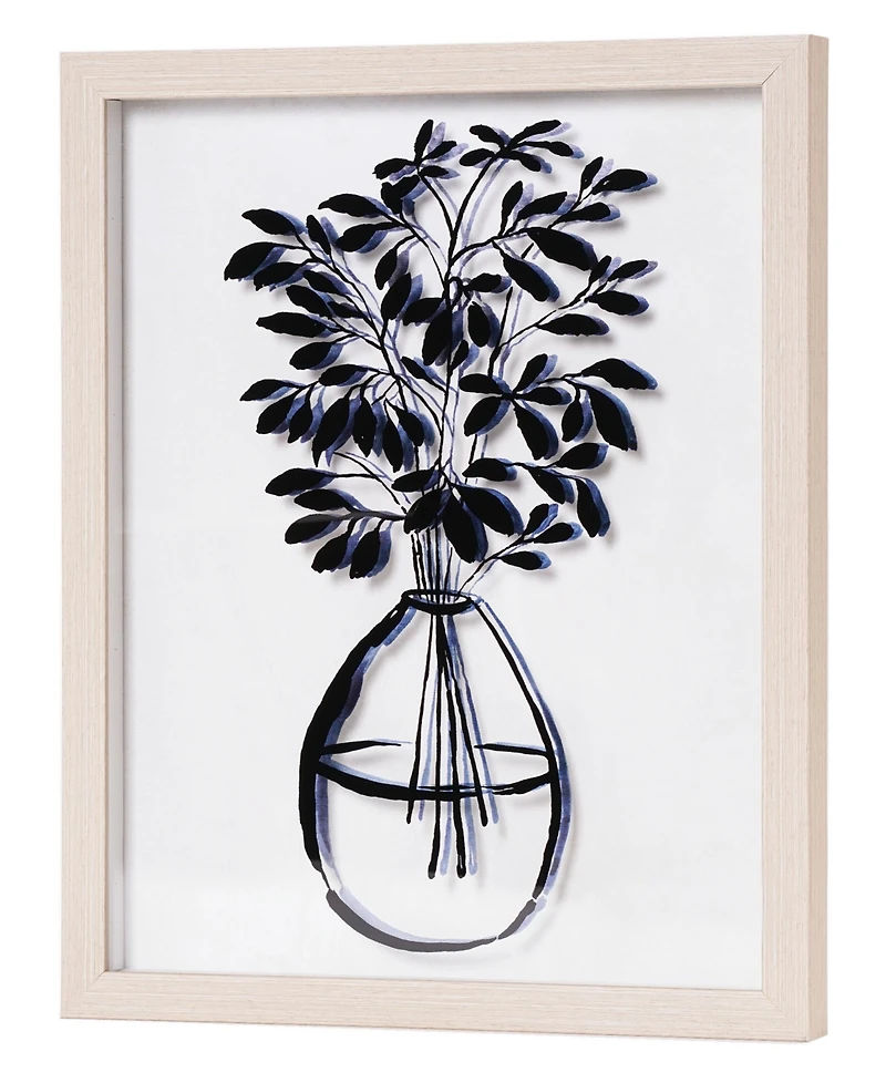 American Art Decor Branch Leaves in a Vase Printed Glass Wall Art, 12" x 15"