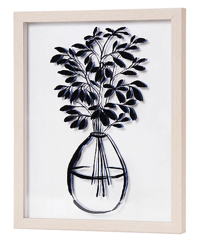 American Art Decor Branch Leaves in a Vase Printed Glass Wall Art, 12" x 15"