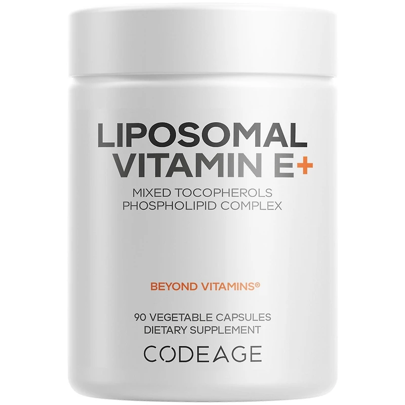 Codeage Liposomal Vitamin E Supplement - All Vitamin E Tocopherols - 3-Month Supply - Alpha Tocopherols, Beta, Gamma, and Delta