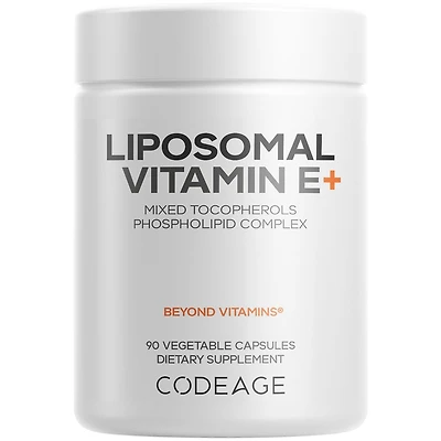 Codeage Liposomal Vitamin E Supplement - All Vitamin E Tocopherols - 3-Month Supply - Alpha Tocopherols, Beta, Gamma, and Delta