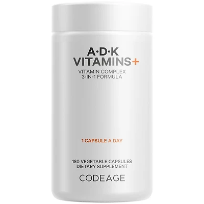 Codeage Adk Vitamins Supplement - Essential Vitamin A, Vitamin D3 5000 Iu, Vitamin K1 & K2 (MK4 & MK7) - 6-Month Supply