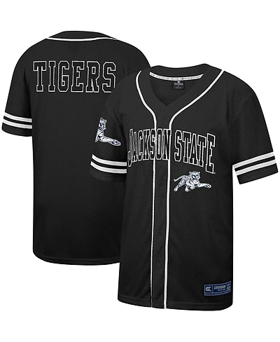 Men's Colosseum Black Jackson State Tigers Free Spirited Mesh Button-Up Baseball Jersey