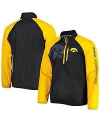 Men's G-iii Sports by Carl Banks Black, Gold Iowa Hawkeyes Point Guard Raglan Half-Zip Jacket