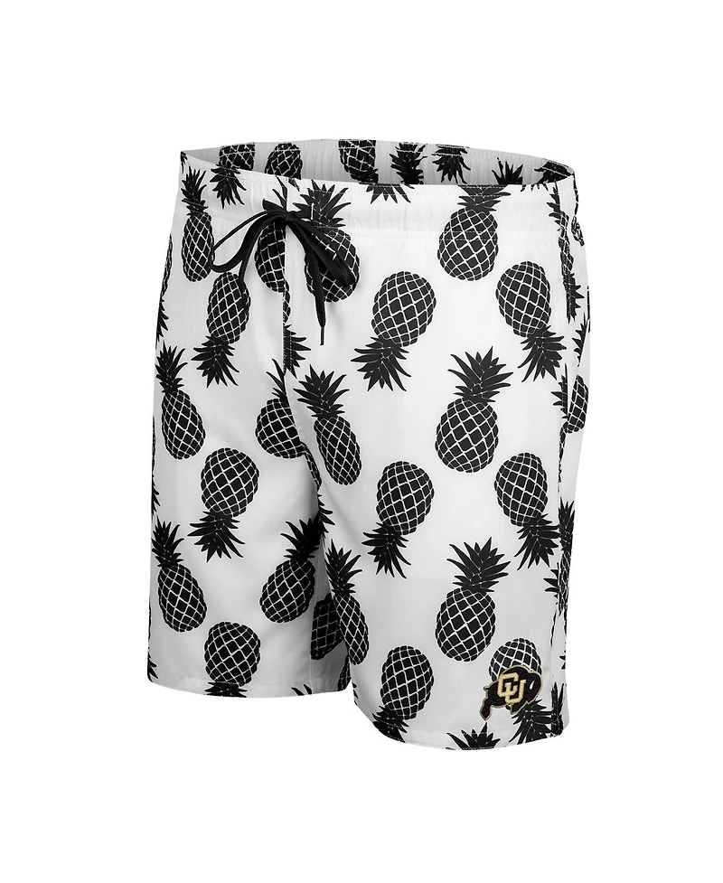 Men's Colosseum White Colorado Buffaloes Pineapples Swim Shorts