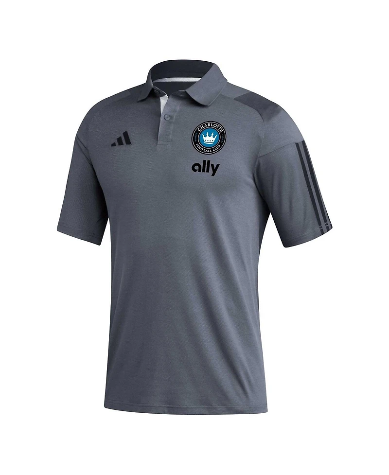 Men's adidas Gray Charlotte Fc 2023 On-Field Training Polo Shirt