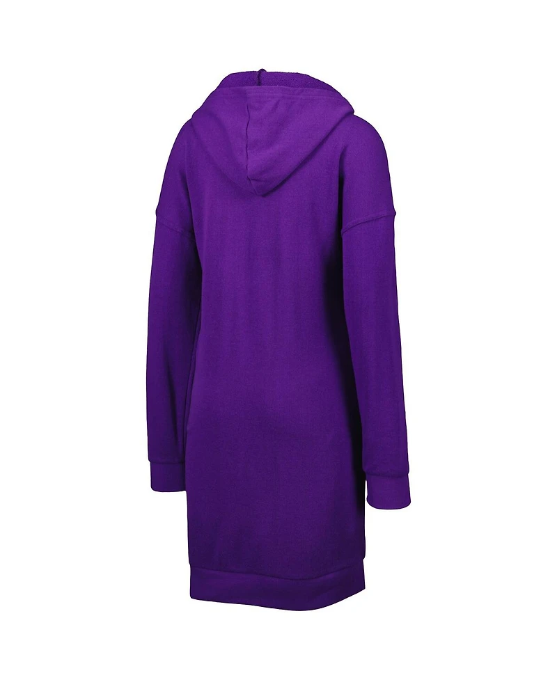 Women's Touch Purple Lsu Tigers Quick Pass Lace-Up V-Neck Hoodie Dress