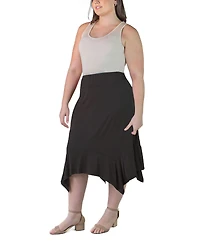 24seven Comfort Apparel Plus Elastic Waist Handkerchief Skirt