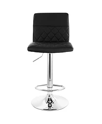 Elama 2 Piece Adjustable Faux Leather Bar Stool with Chrome Base