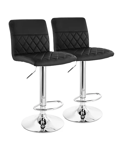 Elama 2 Piece Adjustable Faux Leather Bar Stool with Chrome Base