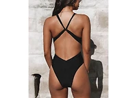 Cupshe Women's Mindful Solids Plunge One Piece Swimsuits