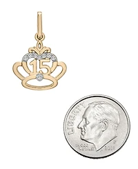 Wrapped Diamond Quinceanera Charm Pendant (1/20 ct. t.w.) in 10k Gold, Created for Macy's