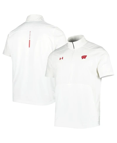 Men's Under Armour White Wisconsin Badgers Motivate 2.0 Half-Zip Jacket