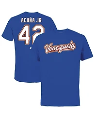 Men's Legends Ronald Acuna Jr. Royal Venezuela Baseball 2023 World Classic Name and Number T-shirt