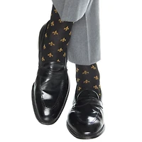 Trafalgar Men's Atlas Fleur De Lis Over The Calf Fine Merino Wool Socks (1 Pair)