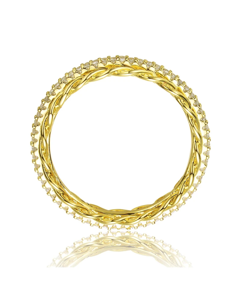 Ra 14K Gold Plated Cubic Zirconia 2 Chain Band Ring