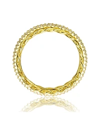 Ra 14K Gold Plated Cubic Zirconia 2 Chain Band Ring