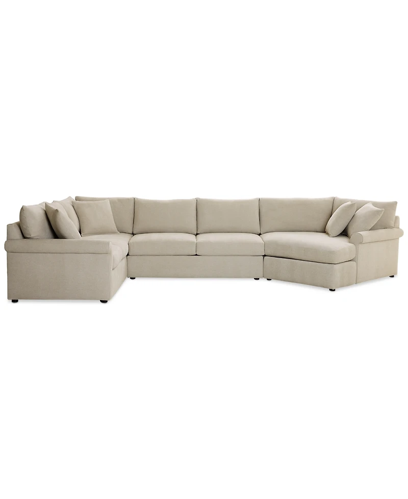 Closeout! Wrenley 170" 3-Pc. Fabric Sectional Cuddler Chaise Sofa, Created for Macy's