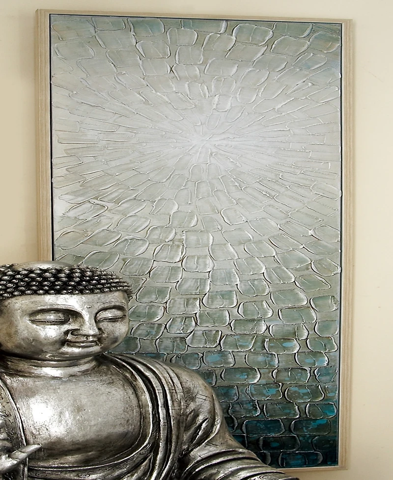Rosemary Lane Canvas Radial Starburst Framed Wall Art with Brown Frame, 71" x 2" x 20"
