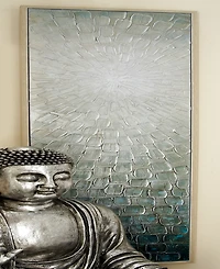 Rosemary Lane Canvas Radial Starburst Framed Wall Art with Brown Frame, 71" x 2" x 20"